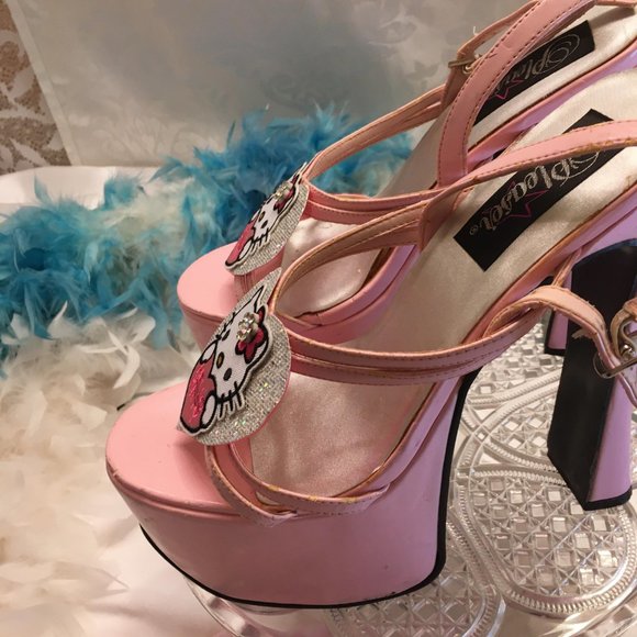 ADORABLE cotton candy pink dream platforms with hello kitty and crystal details! - Picture 16 of 16